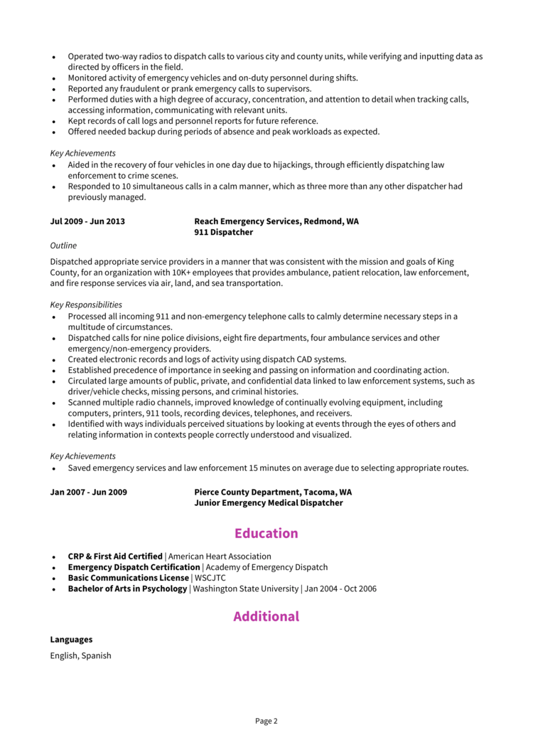 transportation dispatcher resume sample