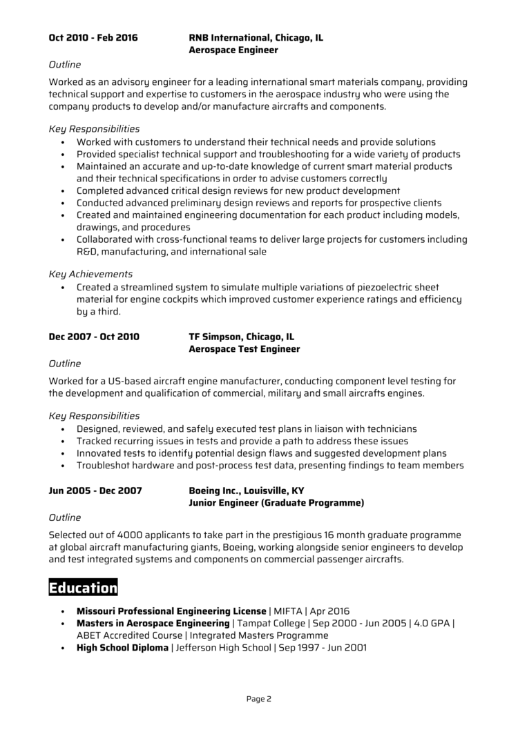 Aerospace Engineer Resume 2