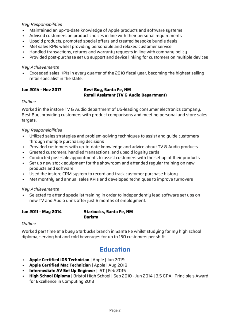 Apple Specialist Resume 2