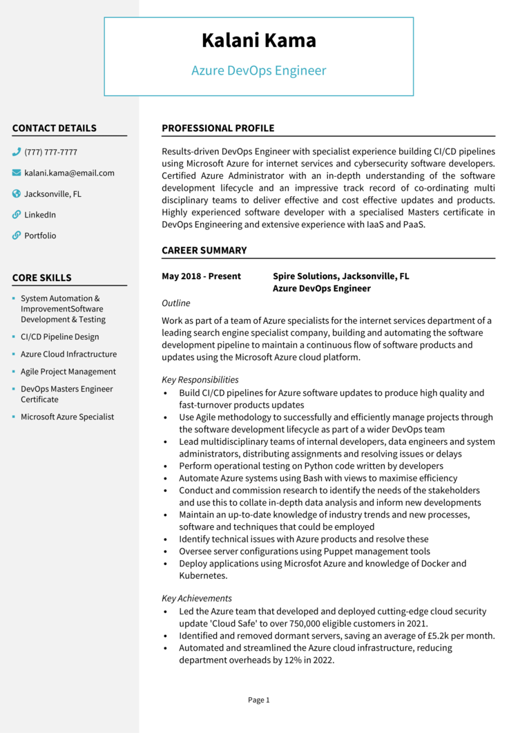 Azure DevOps Resume 1