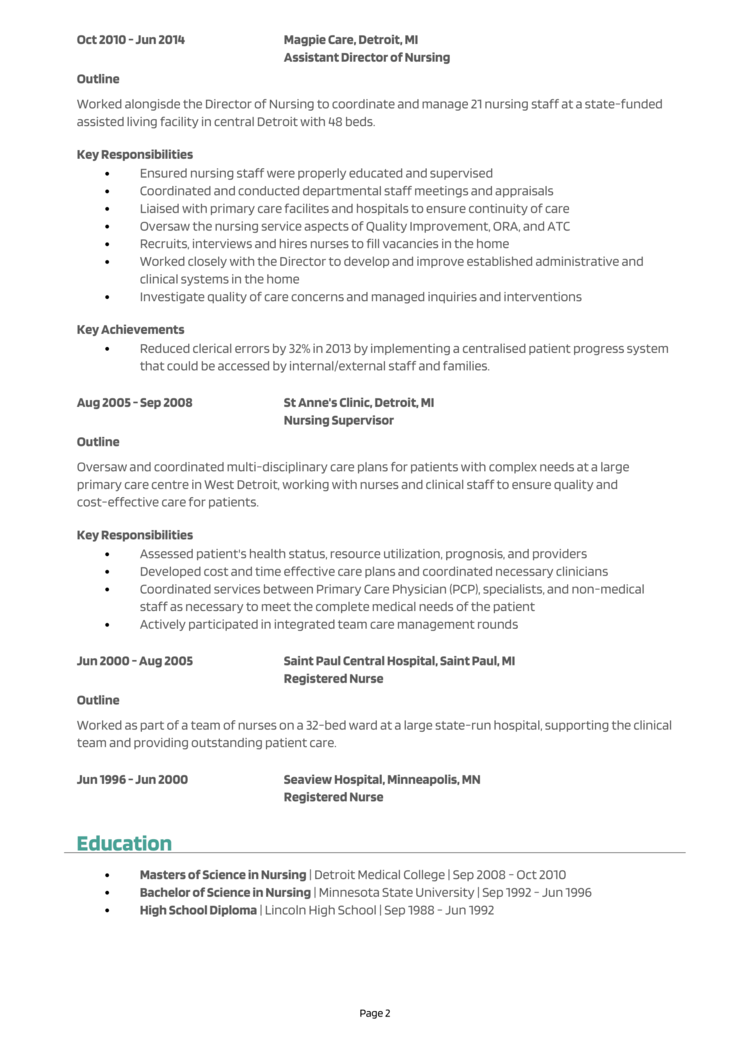 Director of Nursing Resume 2