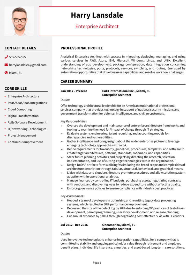 Enterprise Architect Resume 1