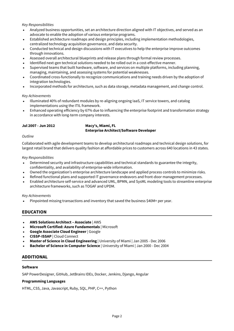 Enterprise Architect Resume 2