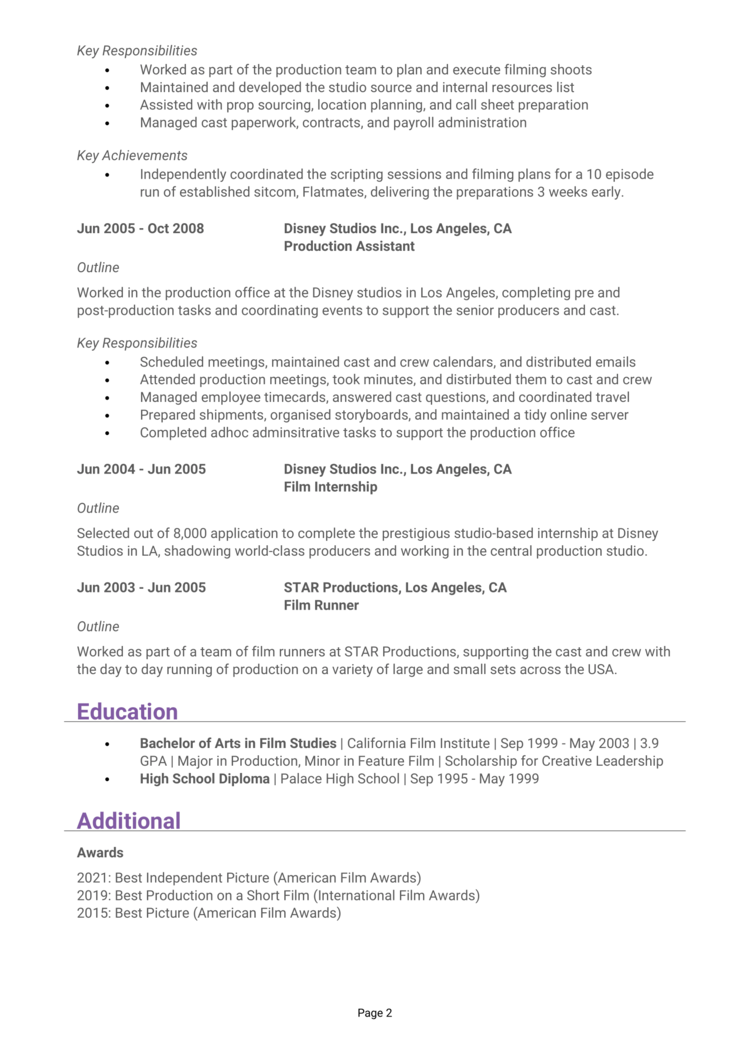 Film Producer Resume 2