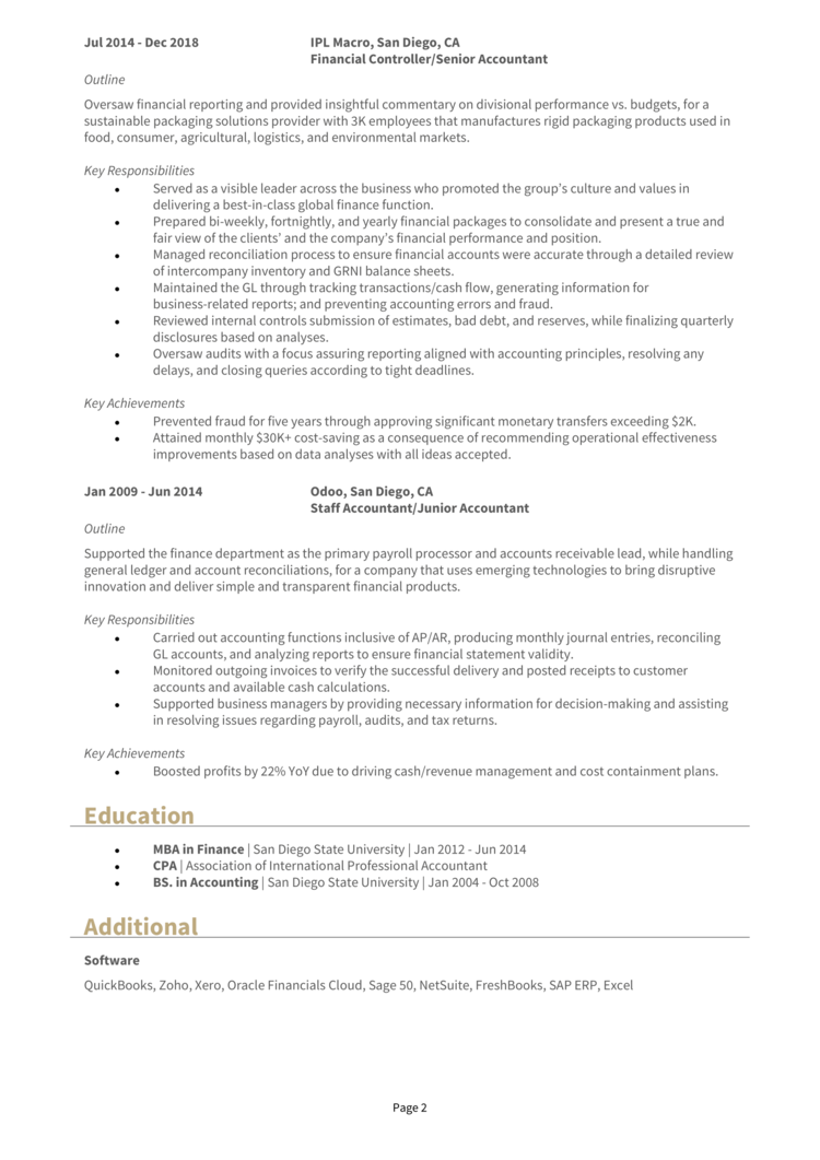 Financial Controller Resume 2