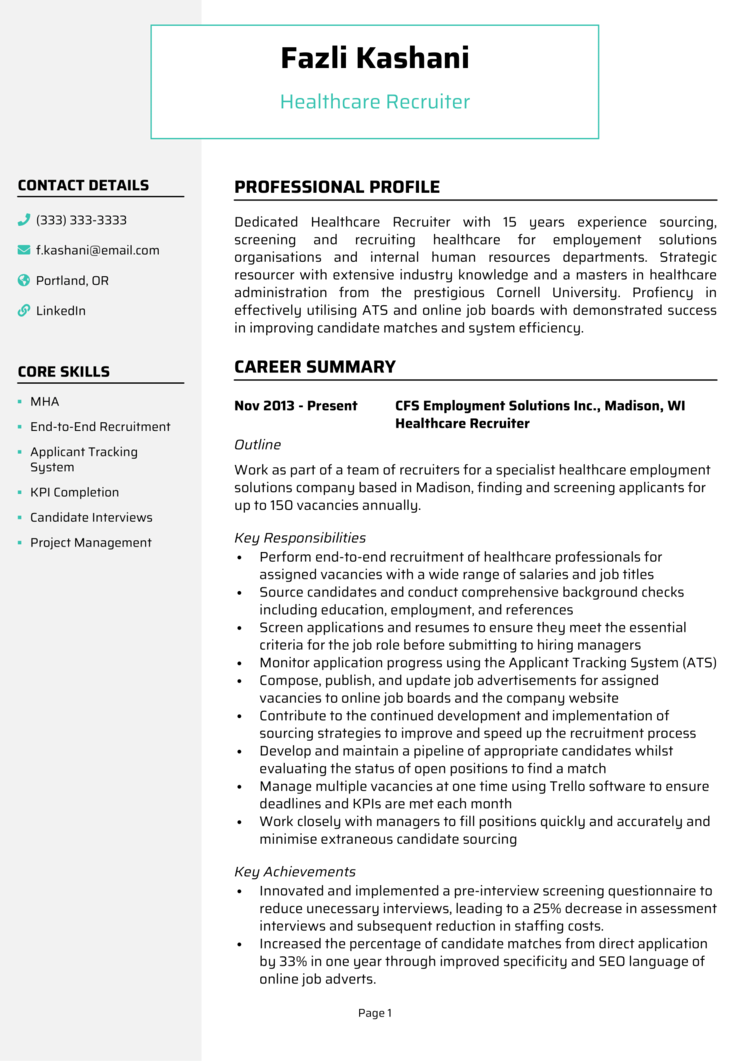 Physician Recruiter Resume Samples