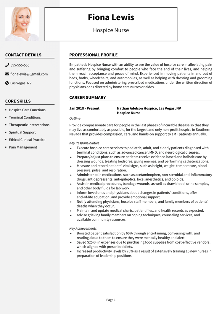 Hospice Nurse Resume 1