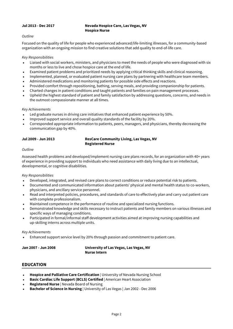 Hospice Nurse Resume 2