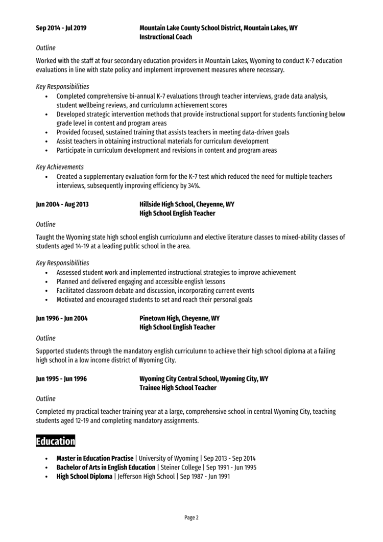 Instructional Coach Resume 2