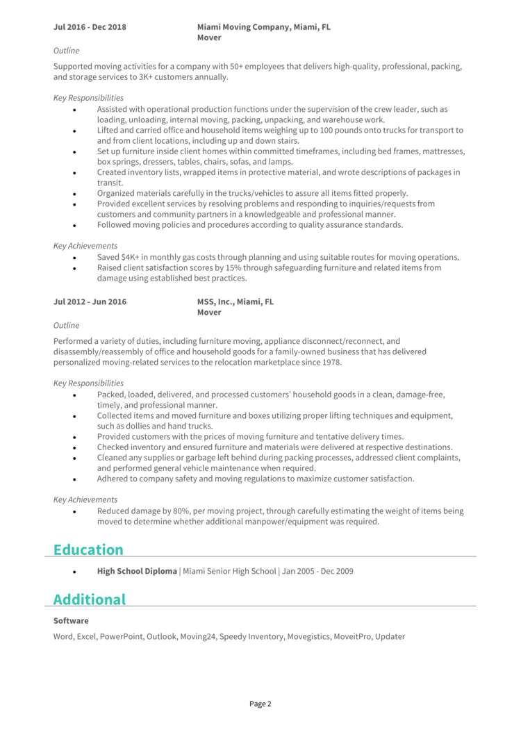 Mover Resume 2