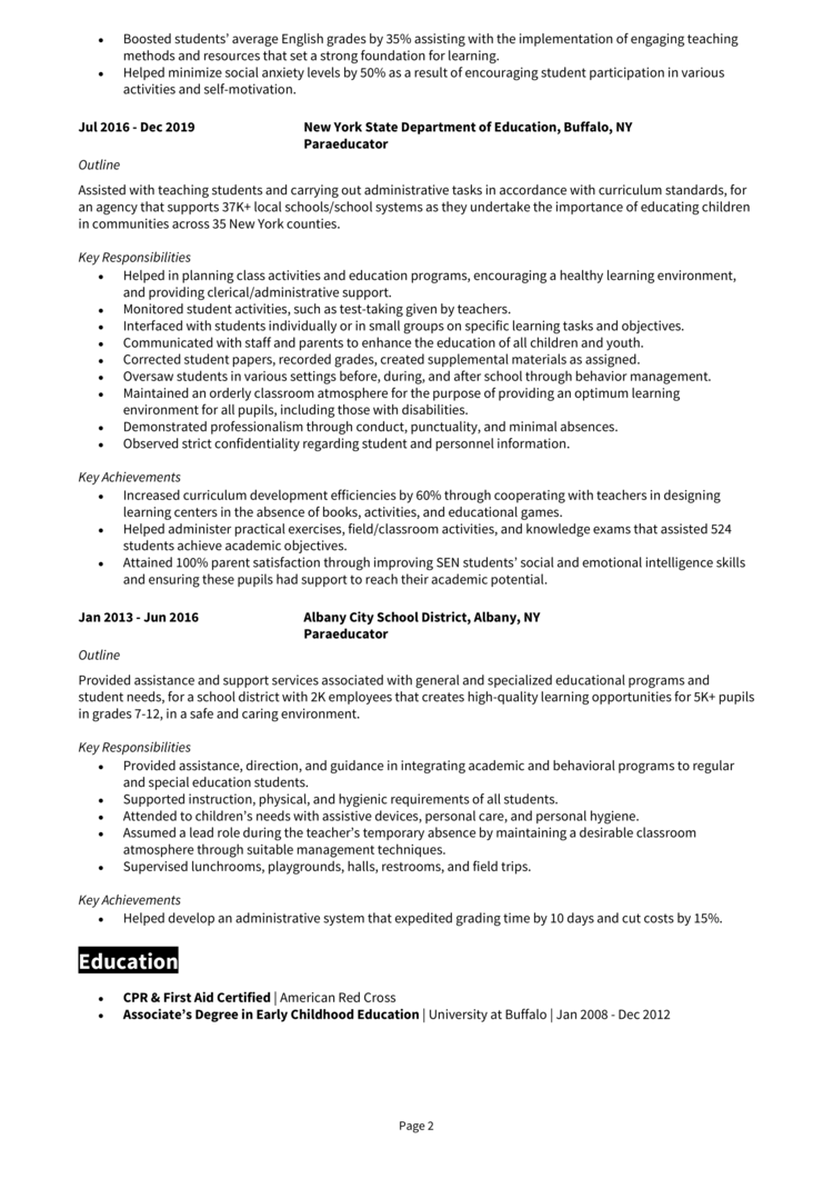 Paraeducator Resume 2