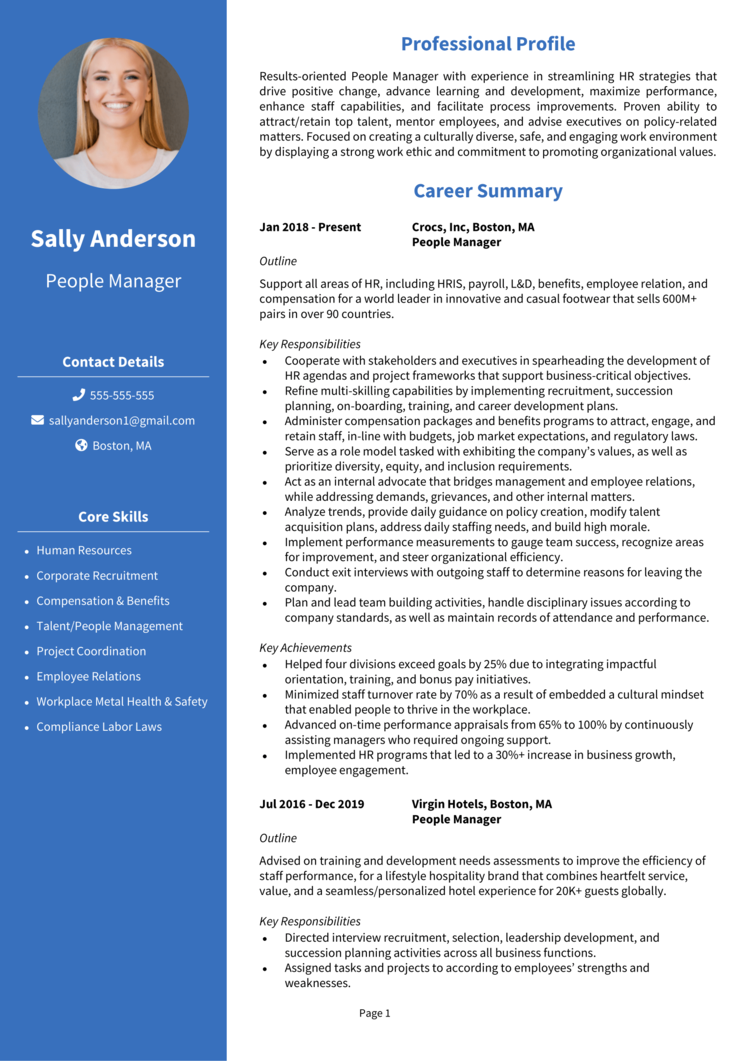 People Manager Resume 1