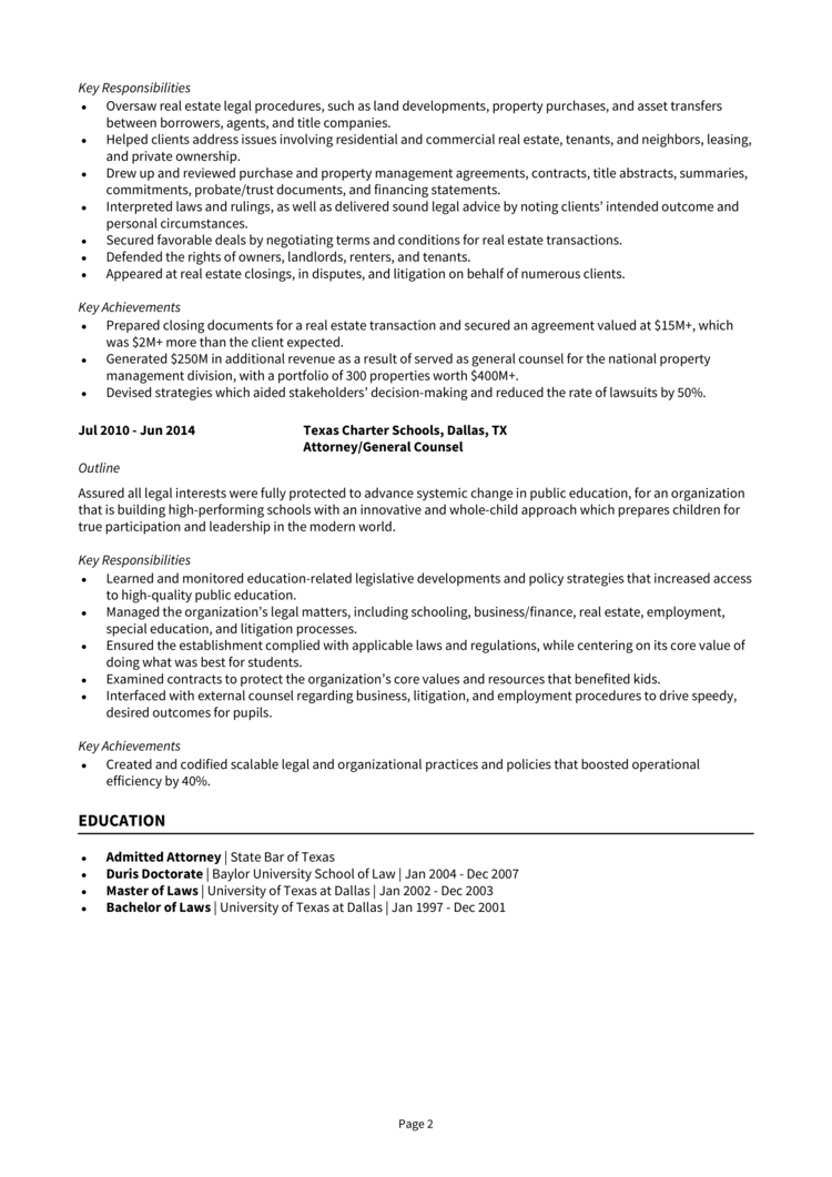 Real Estate Attorney Resume 2