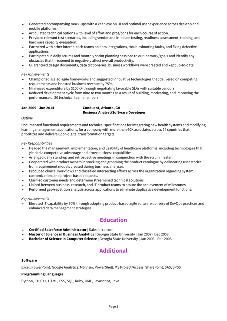 Salesforce Business Analyst Resume 2