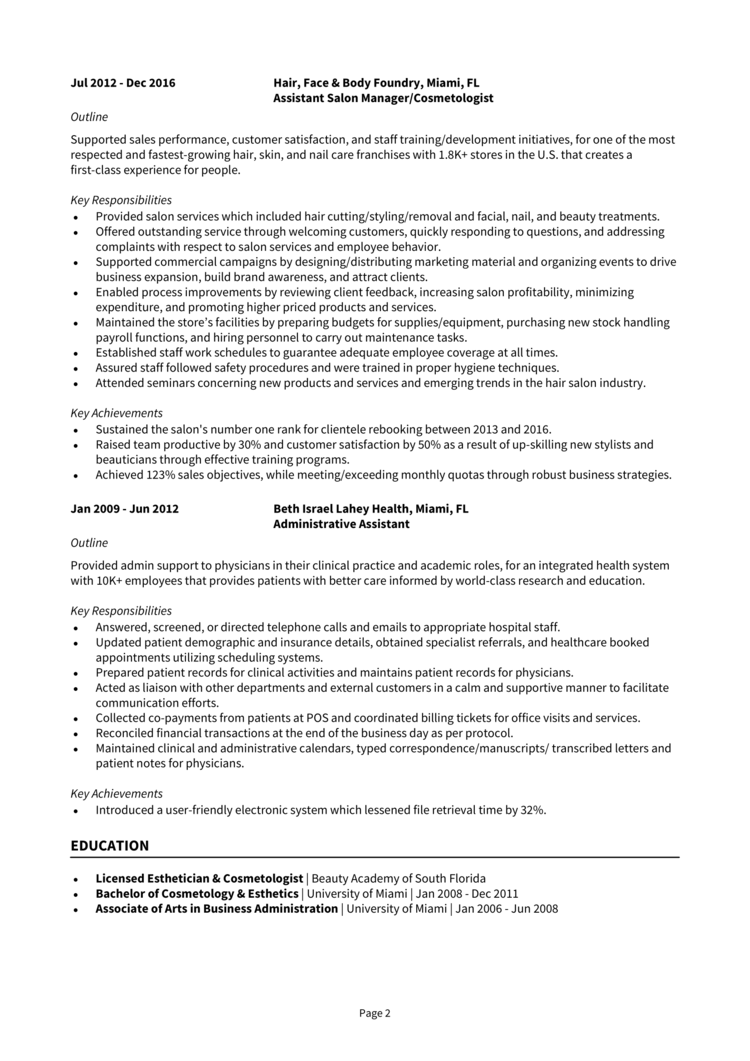 Salon Manager Resume 2