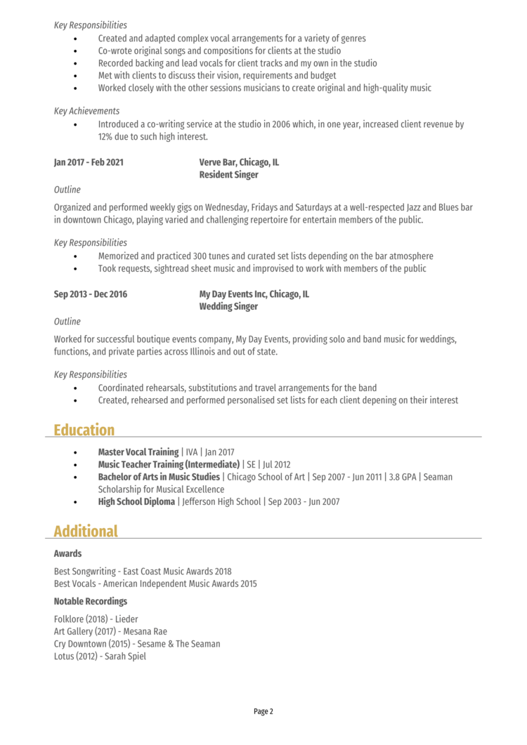 Singer Resume 2