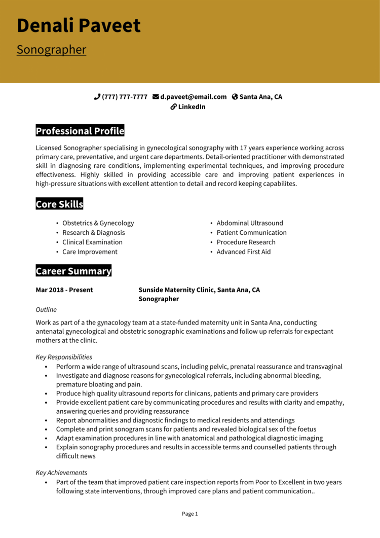 Sonographer Resume 1