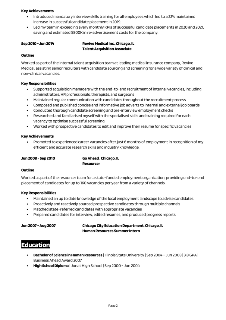 Talent Acquisition Manager Resume 2