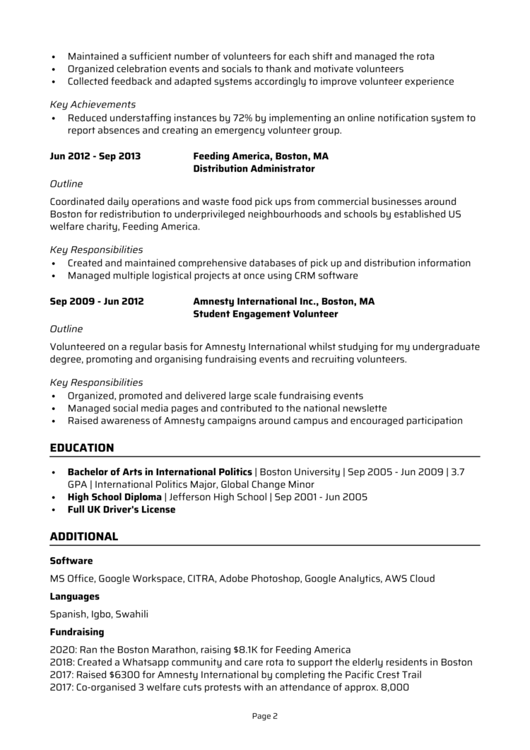 Volunteer Coordinator Resume 2