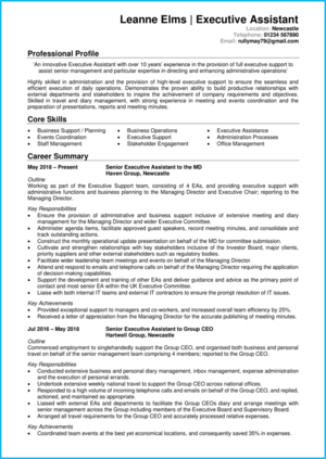 Executive assistant CV example