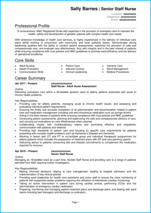 Nurse CV example