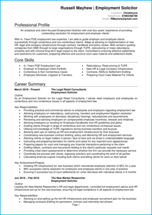 Solicitor CV example