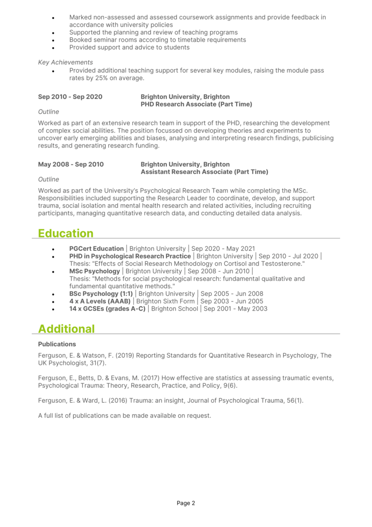 academic cv references