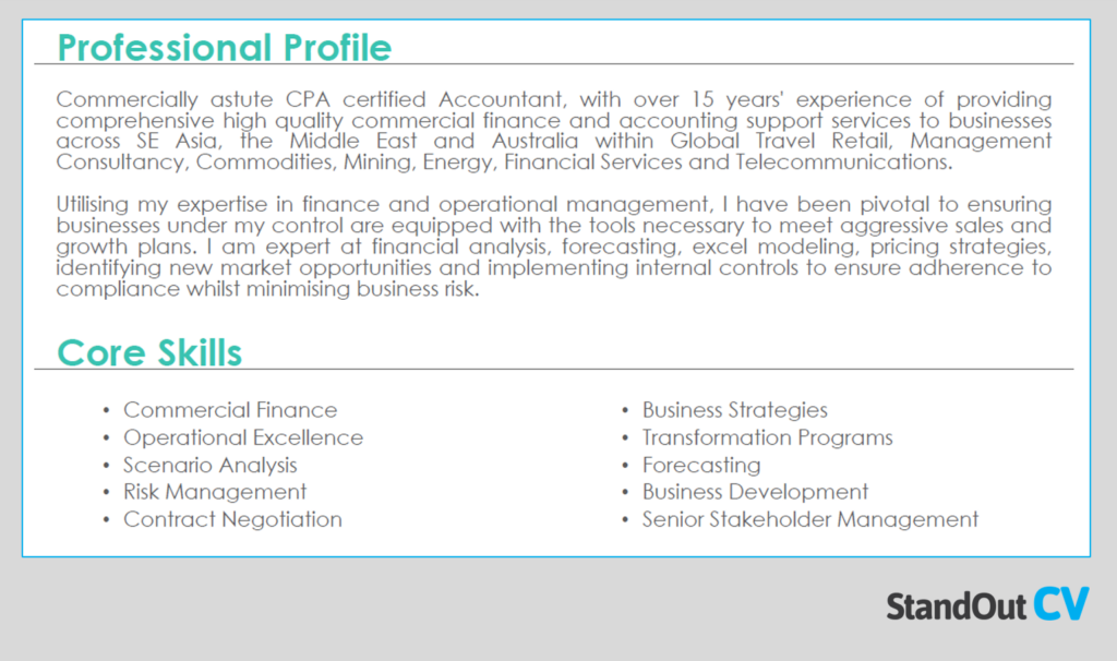 Professional Profile Statement Examples at tanlondonblog Blog