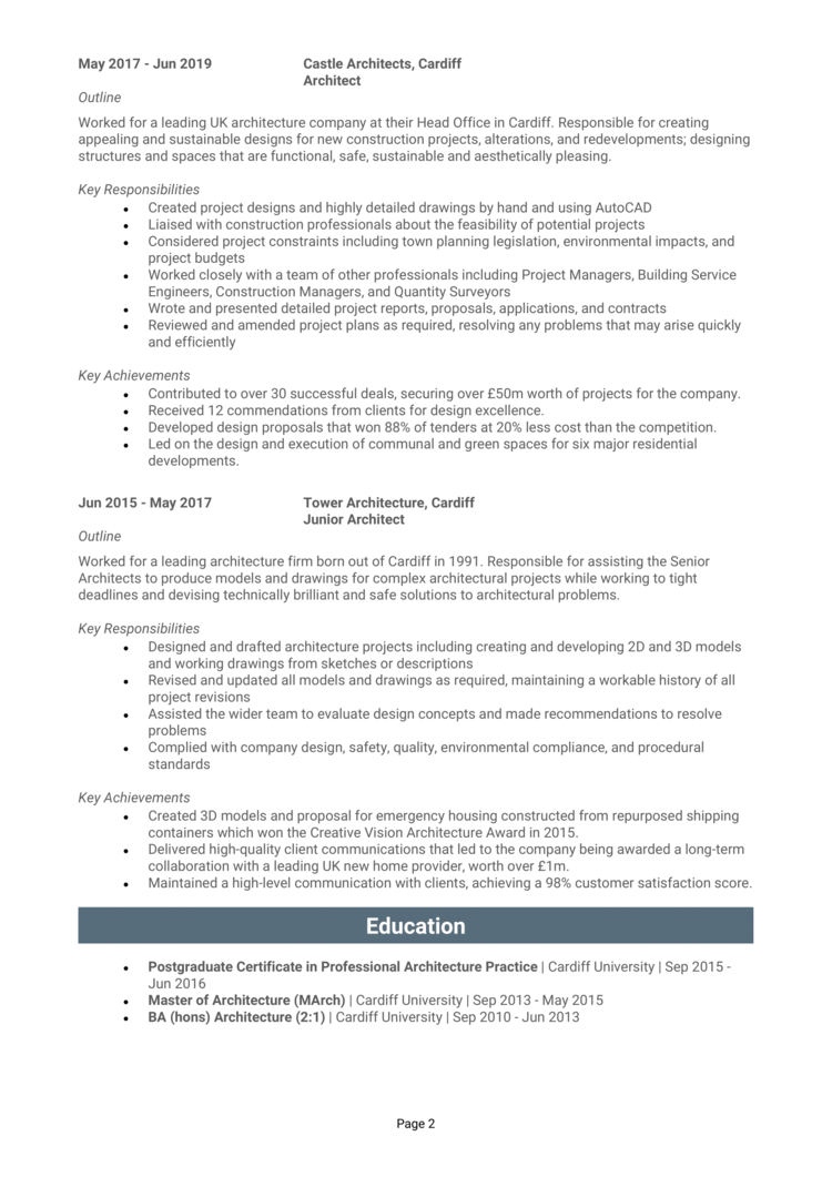 personal statement cv examples architecture