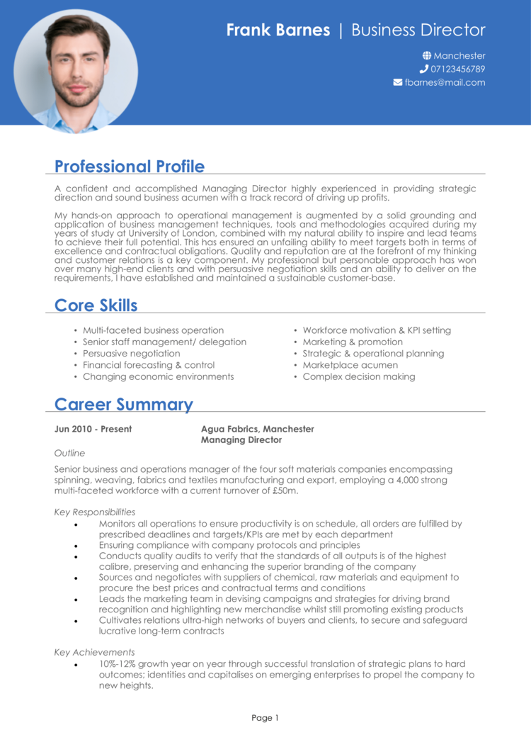 Business Director CV-1