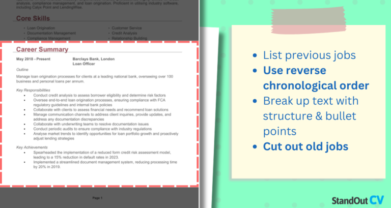 How to write your work experience on a CV + examples