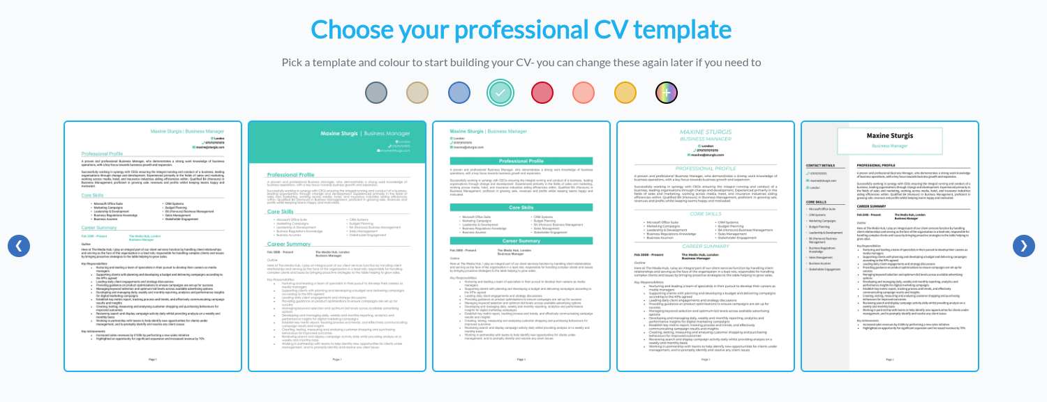CV builder layout and design