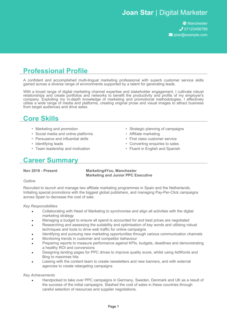 Digital Marketer CV-1