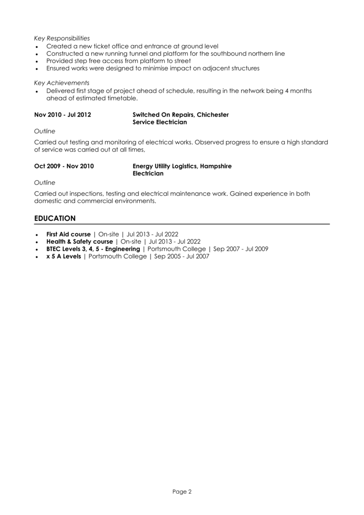 Electrical Engineer CV-2