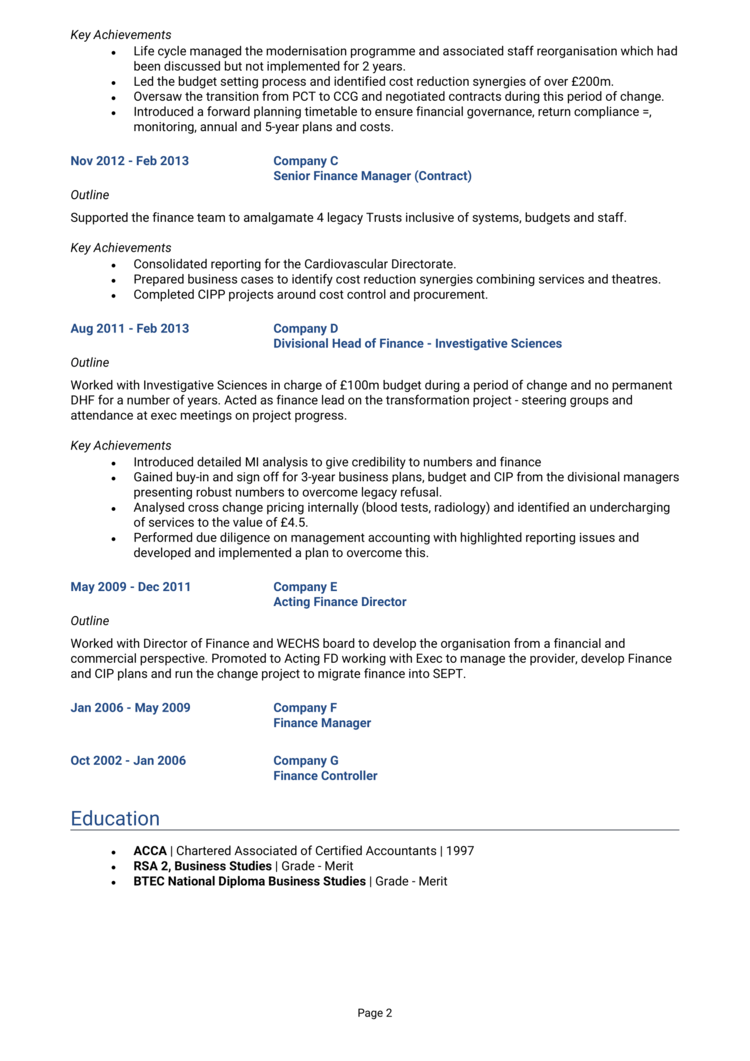 Finance Executive CV-2