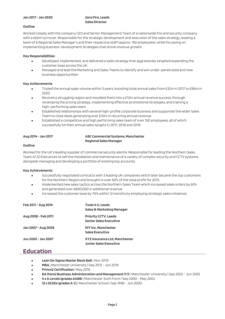 Executive CV template 1-2