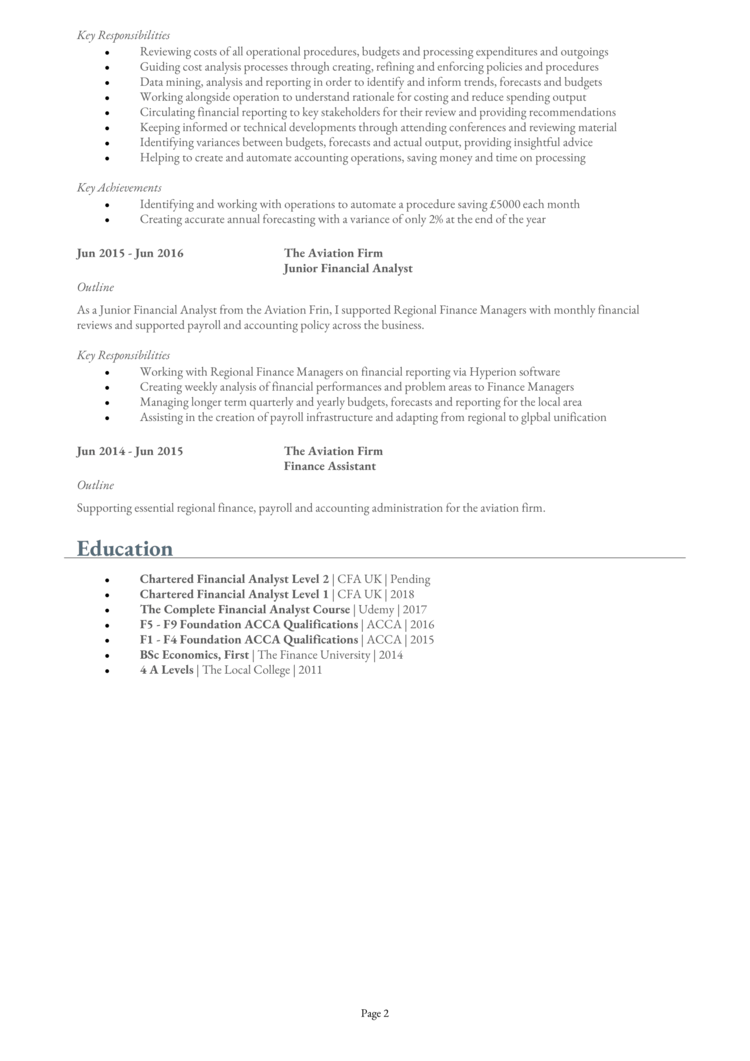 Financial Analyst CV-2