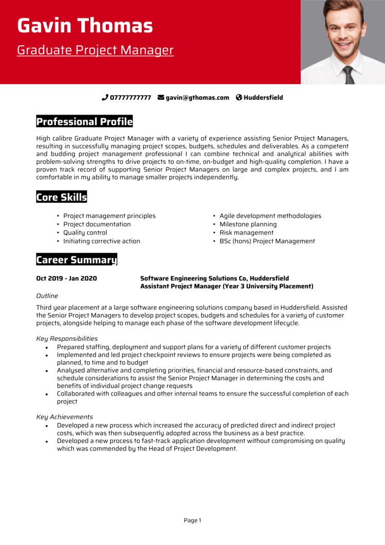 Basic Project Manager CV 1