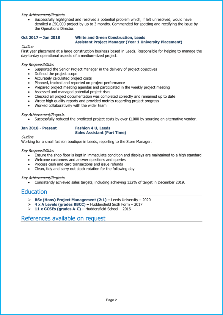 7 Project Manager Cv Examples Guide Land A Top Job 7 Project Manager Cv Examples Guide Land A Top Job