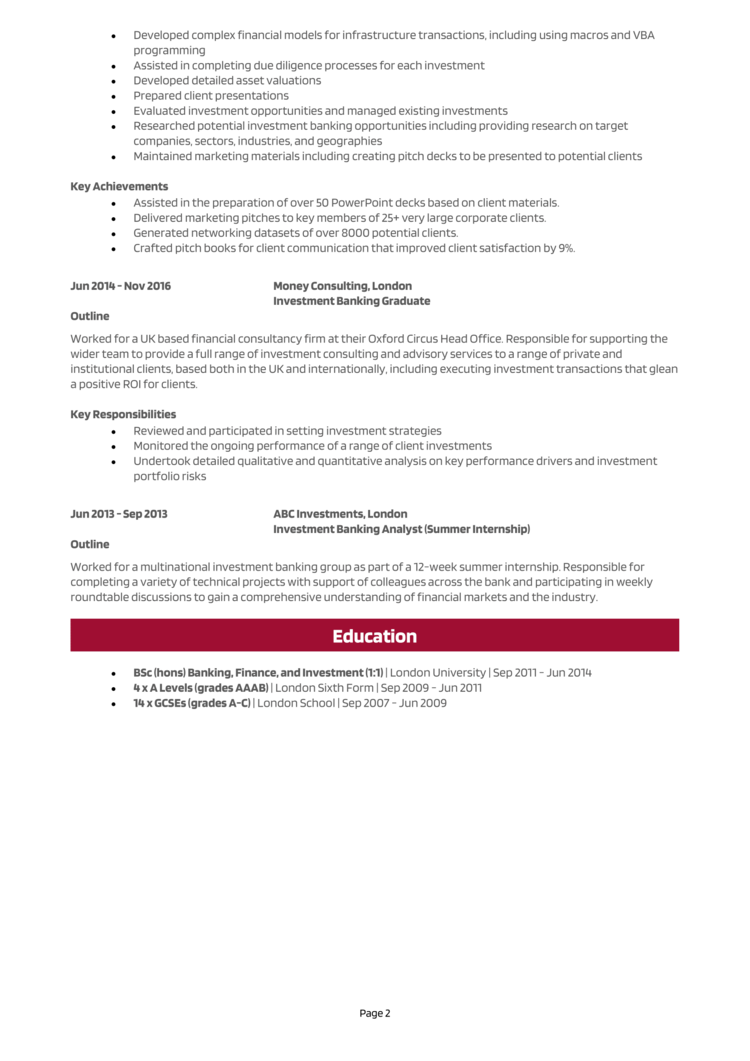 Investment Banking CV 1-2