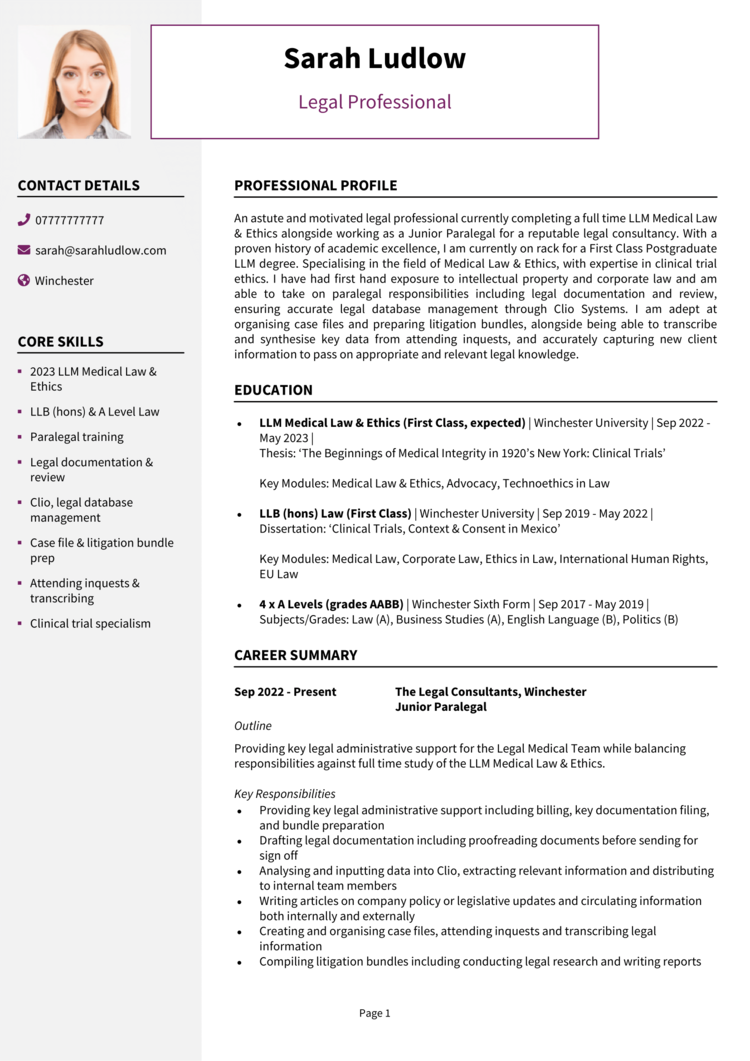 law degree personal statement cv