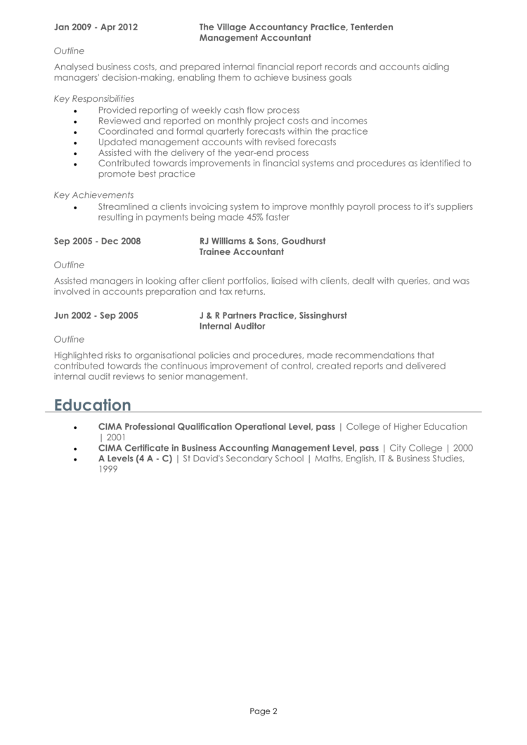 Management Accountant CV-2