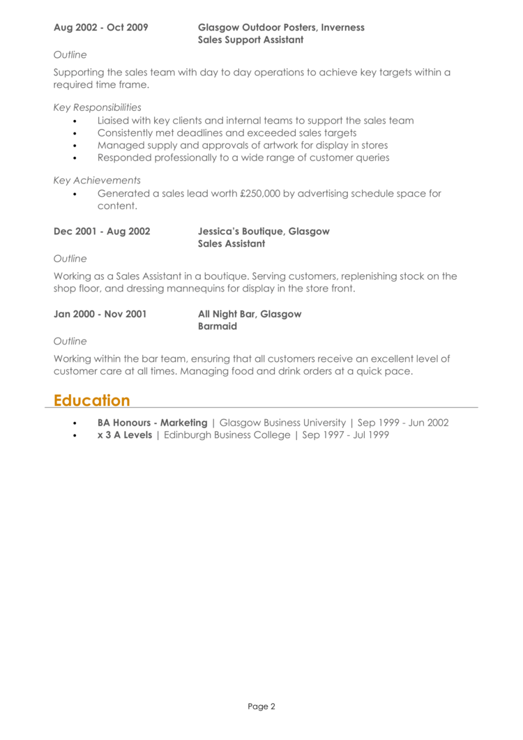 Marketing Assistant CV-2