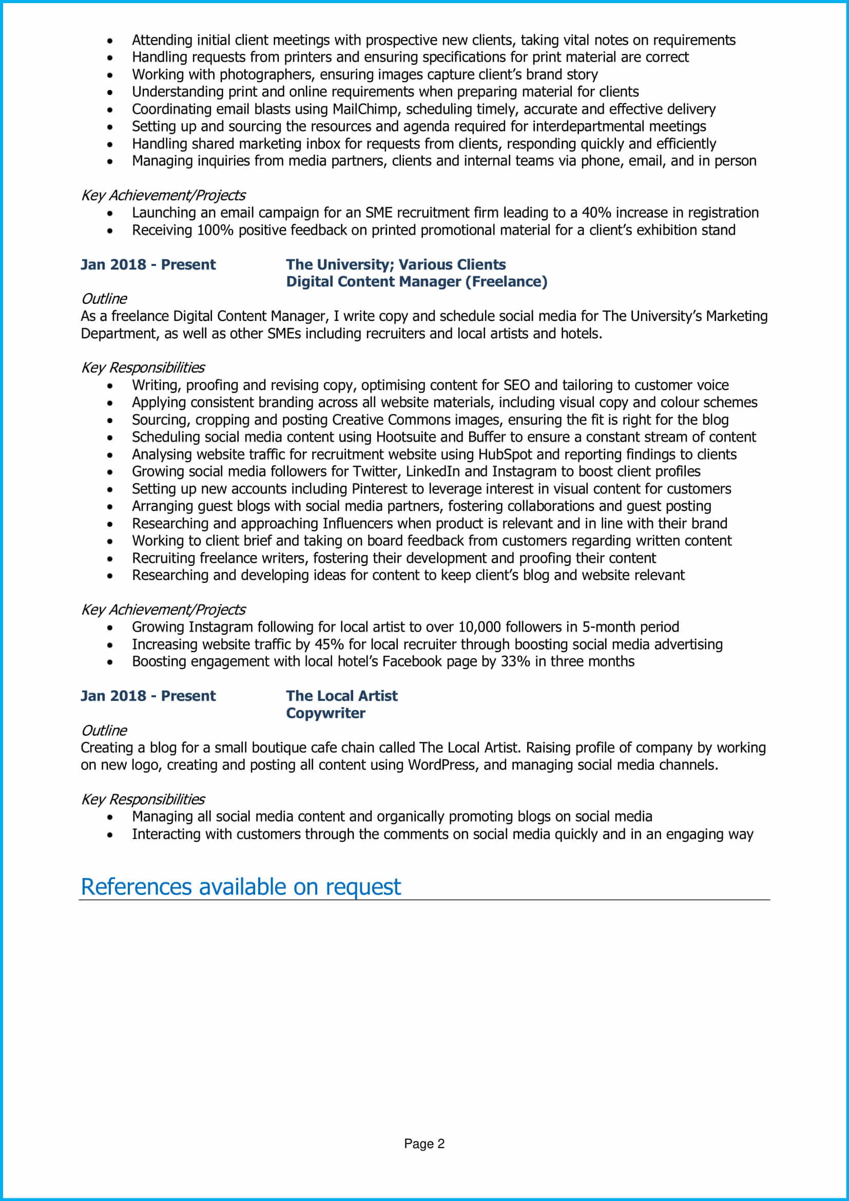 Marketing Graduate CV 1 - page 2