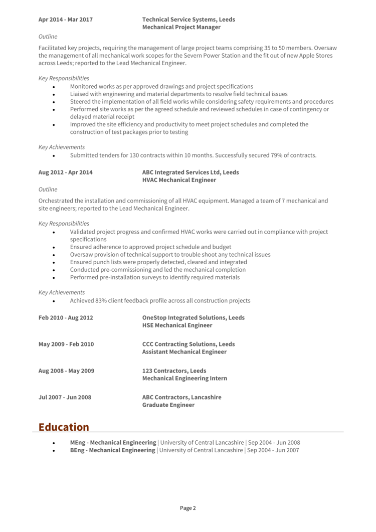 Mechanical Engineer CV-2