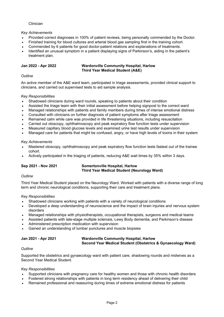 2 Medical student CV examples + writing guide [Get noticed]