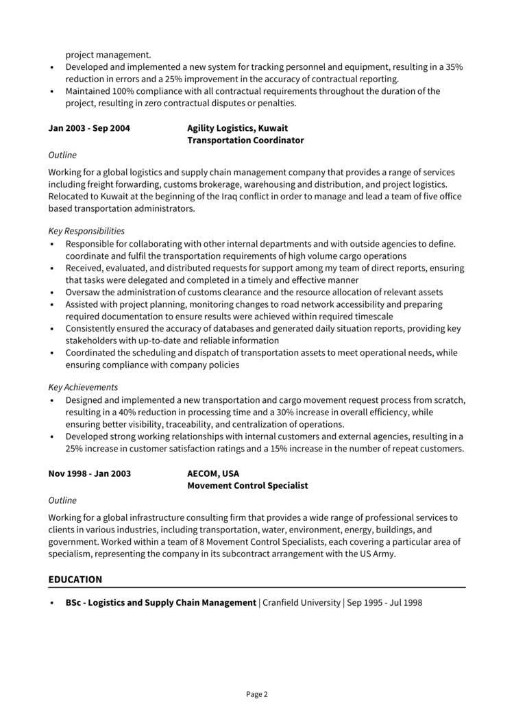 Operations Manager CV-2