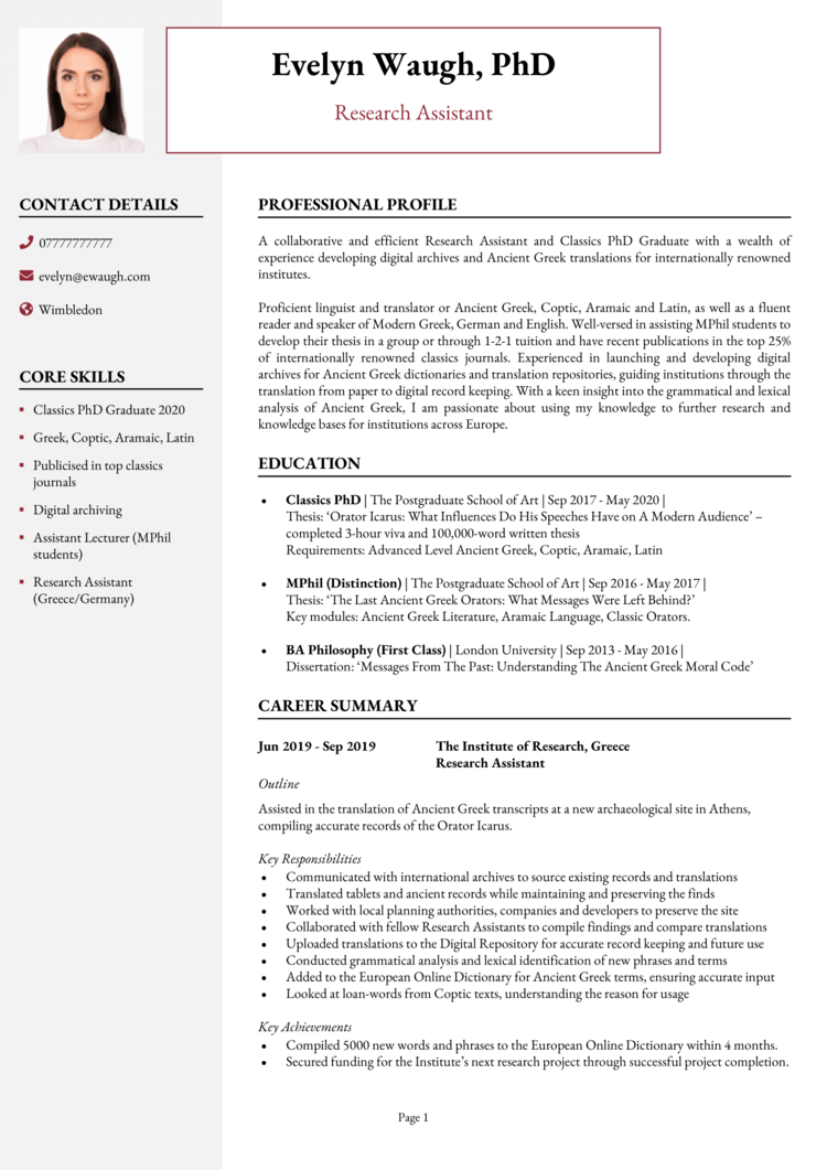 cv of a phd holder