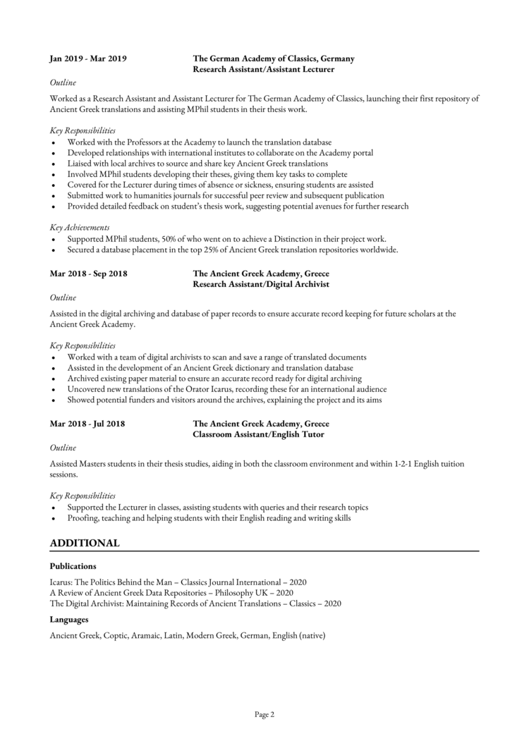 PhD Graduate CV 2