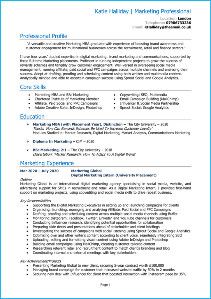 9 graduate CV examples + stepbystep guide [Get noticed]